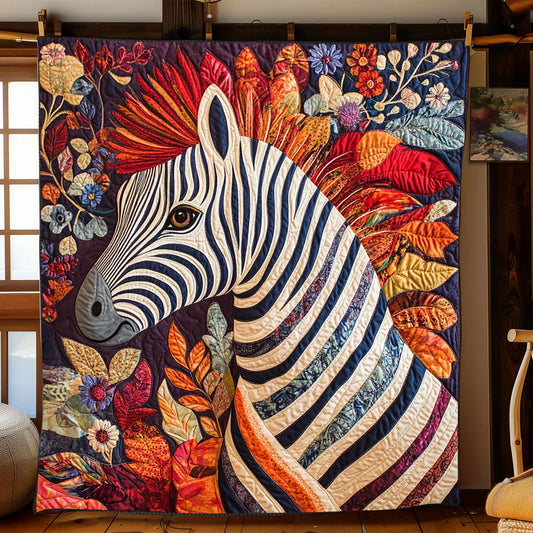 Floral Zebra Quilt Blanket