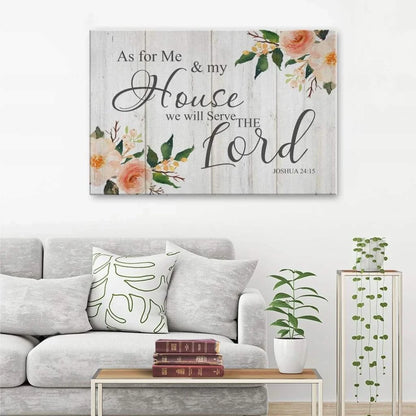 floral joshua 24 15 as for me and my house bible verse wall art canvas (Landscape) (view 2)