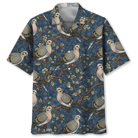 Floral Dove Hunting Hawaiian Shirt - S - hawaiian shirt