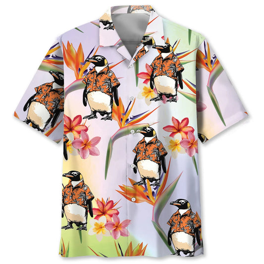Floral Penguin Hawaiian Shirt - S - hawaiian shirt