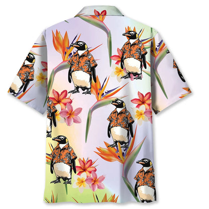 Floral Penguin Hawaiian Shirt
