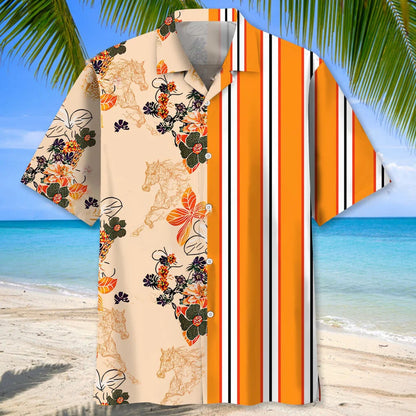 Floral Stripes Horse Hawaii Shirt
