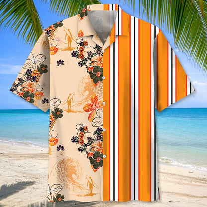 Floral Stripes Surfing Hawaii Shirt