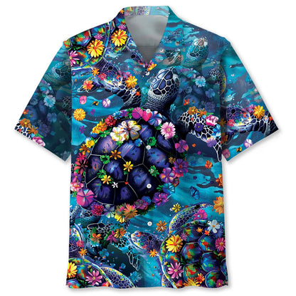 Floral Turtle Hawaiian Shirt