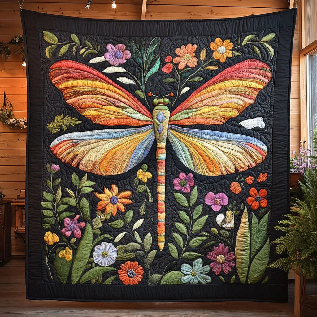 Flower And Insect Quilt Blanket