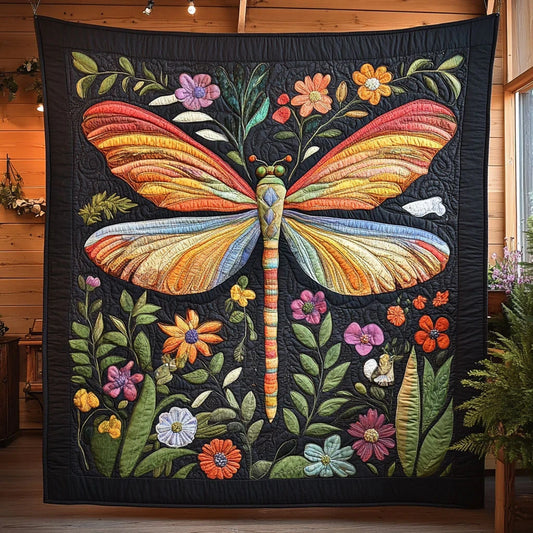 Flower And Insect Quilt Blanket