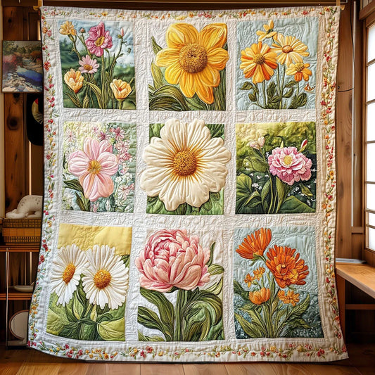 Flower Bloom Garden Quilt Blanket
