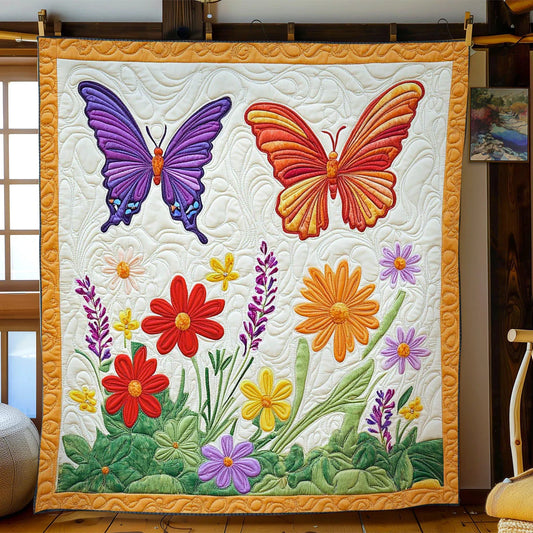 Flower Butterfly Quilt Blanket