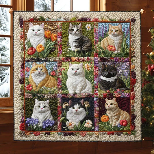 Flower Cat Quilt Blanket