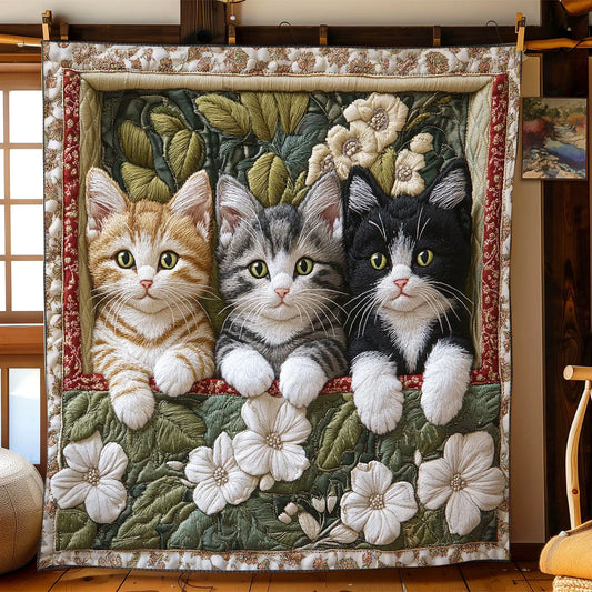 Flower Cat Quilt Blanket