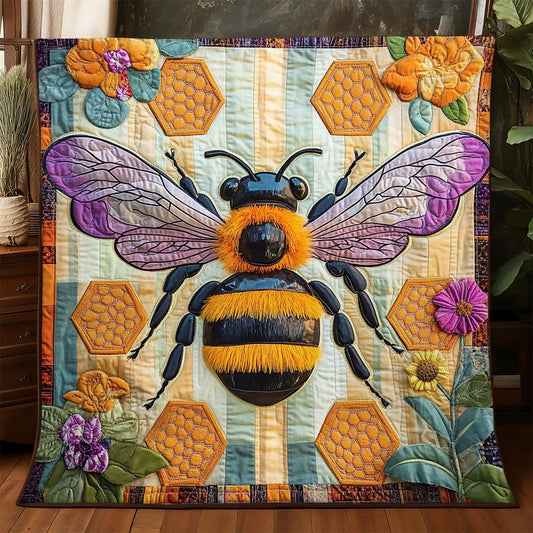 Flower Golden Hive Quilt Blanket