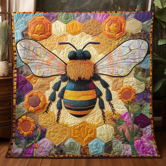 Flower Golden Hive Quilt Blanket