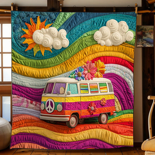 Flower Hippie Road Quilt Blanket