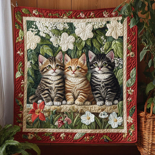 Flower Kitten Quilt Blanket