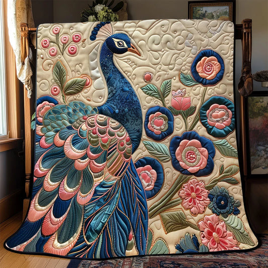 Flower Peacock Quilt Blanket