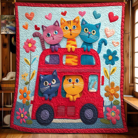 Flower Power Cat Quilt Blanket
