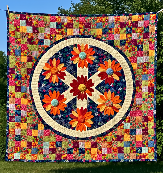 Flower Wheel Quilt Blanket - Quilted Blanket by OtterMia