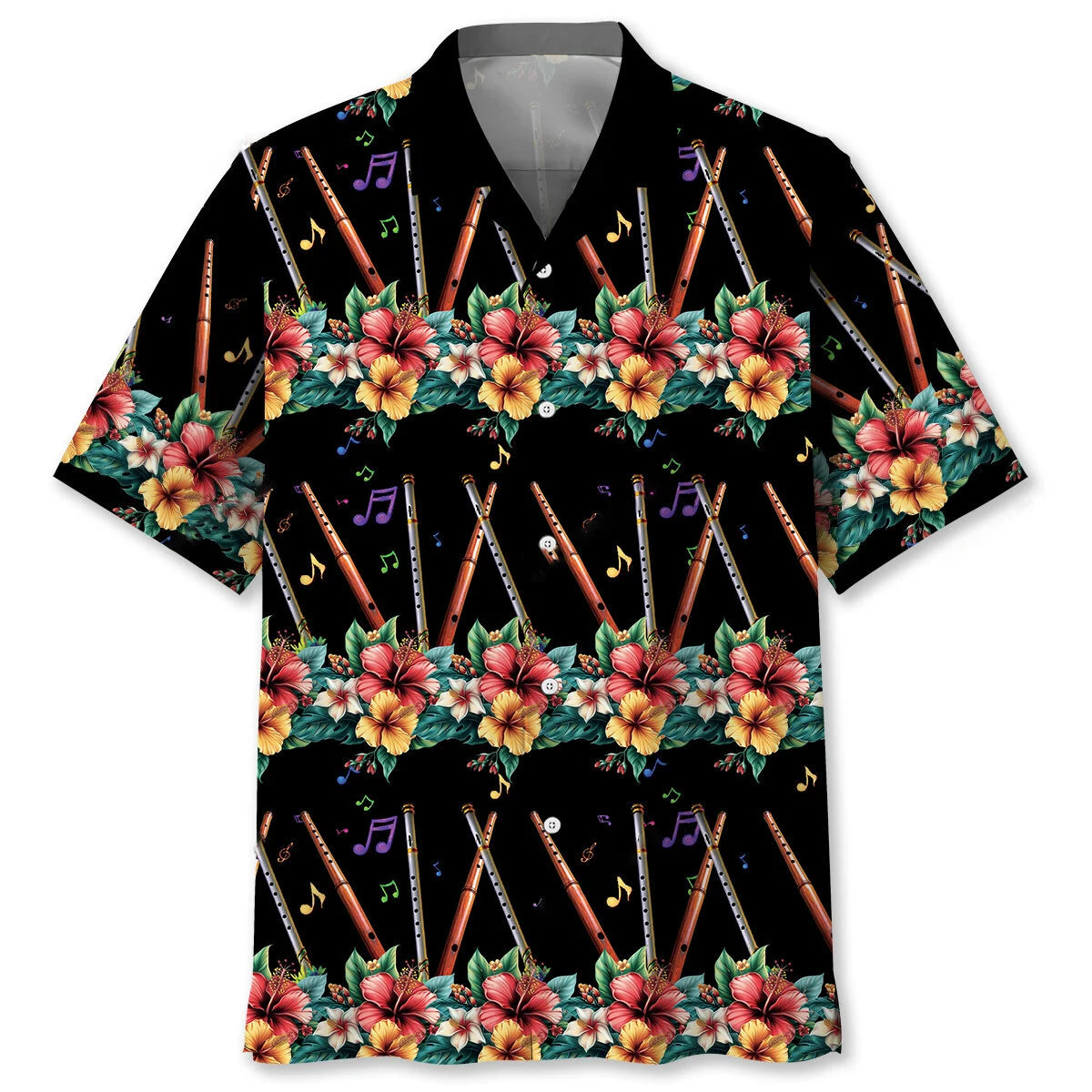 Flute Hibiscus Hawaiian Shirt
