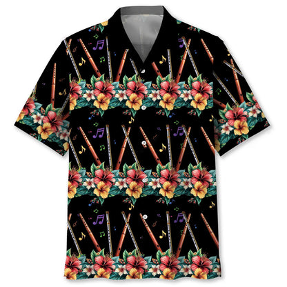 Flute Hibiscus Hawaiian Shirt