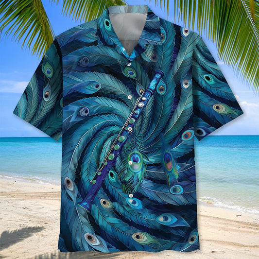 Flute Peacock Hawaiian Shirt - S - hawaiian shirt