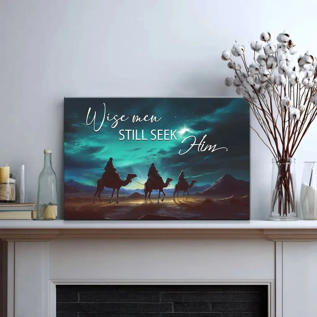 wise men still seek him christmas wall art canvas (Landscape)