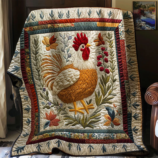 Folk Art Chicken Quilt Blanket
