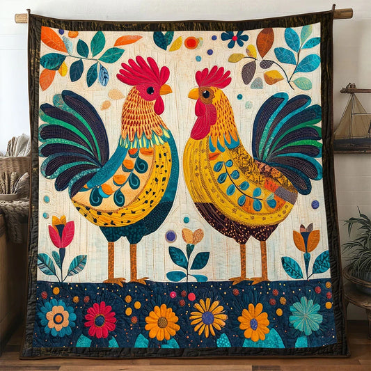 Folk Art Chicken Quilt Blanket