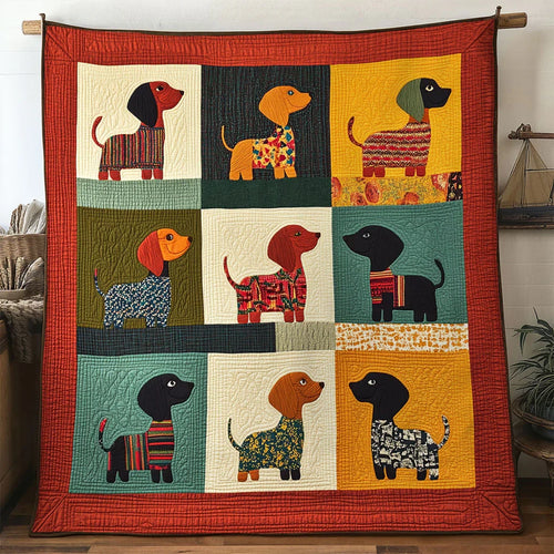 Folk Art Dachshund Quilt Blanket