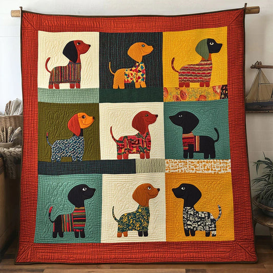 Folk Art Dachshund Quilt Blanket