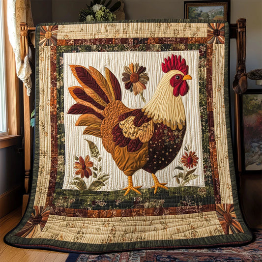 Folk Art Farmyard Chicken Quilt Blanket