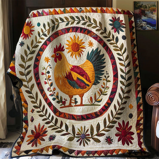 Folk Chicken Quilt Blanket