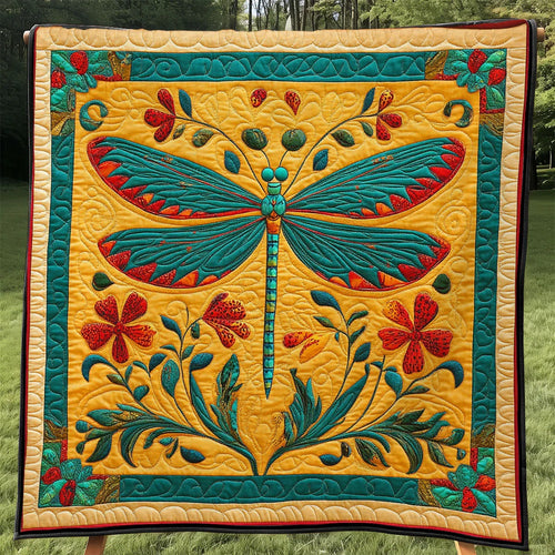 Folkart Emerald Dragonfly Quilt Blanket