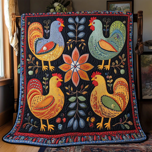 Folkways Farm Chicken Quilt Blanket
