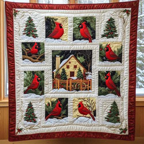 Forest Cardinal Quilt Blanket