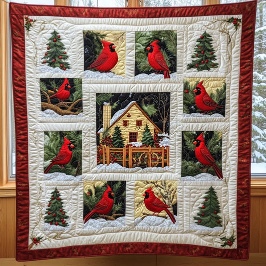 Forest Cardinal Quilt Blanket