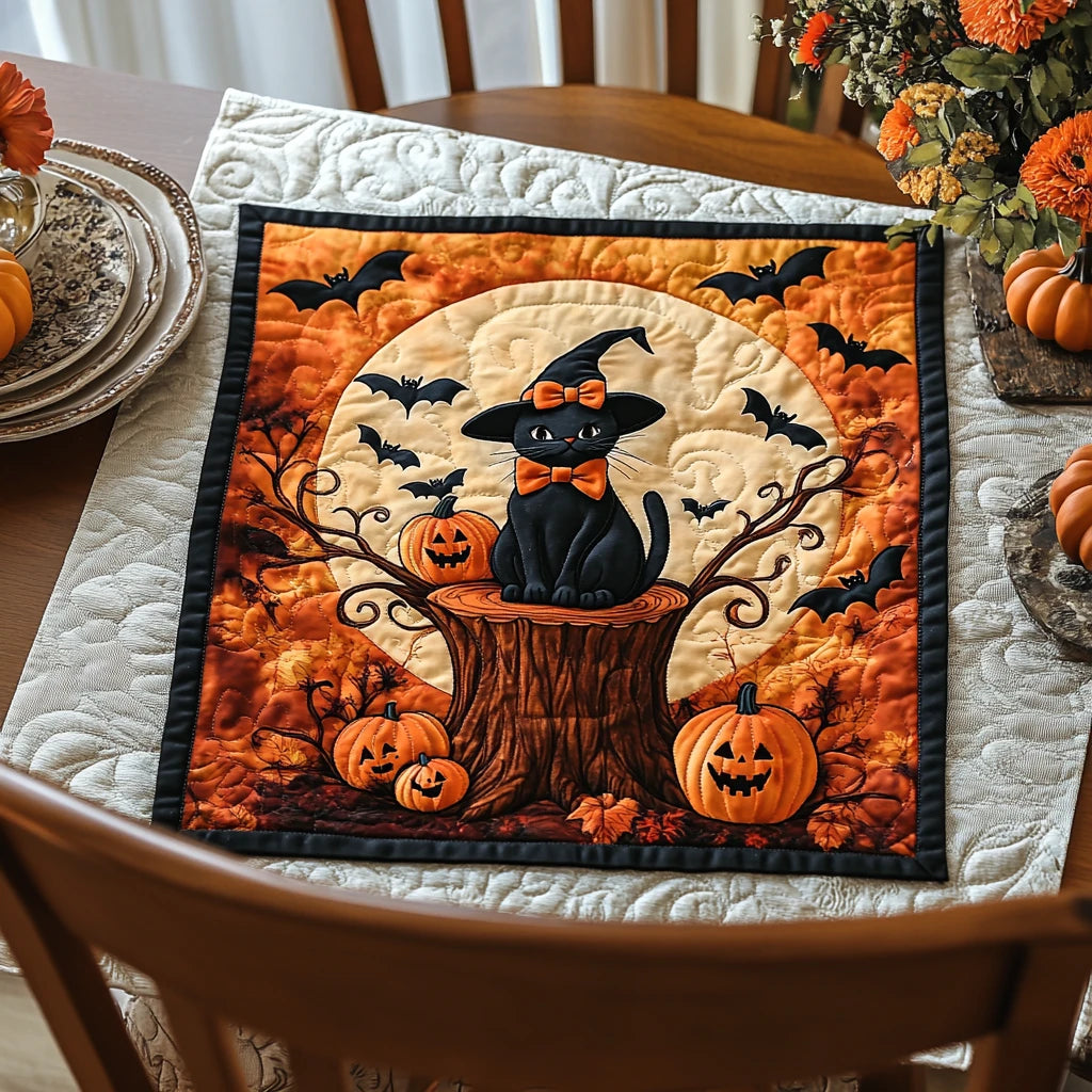 Forest Cat Quilted Table Topper
