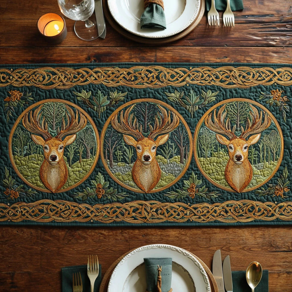 Forest Circle Quilted Table Runner