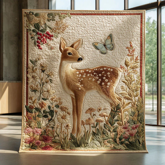 Forest Edge Fawn Quilt Blanket