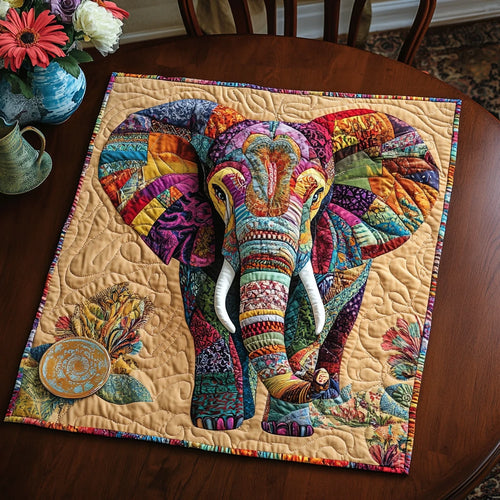 Forest Elephant Quilted Table Topper