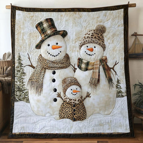 Forest Family Snowman Quilt Blanket