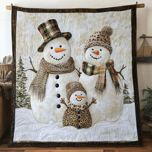 Forest Family Snowman Quilt Blanket