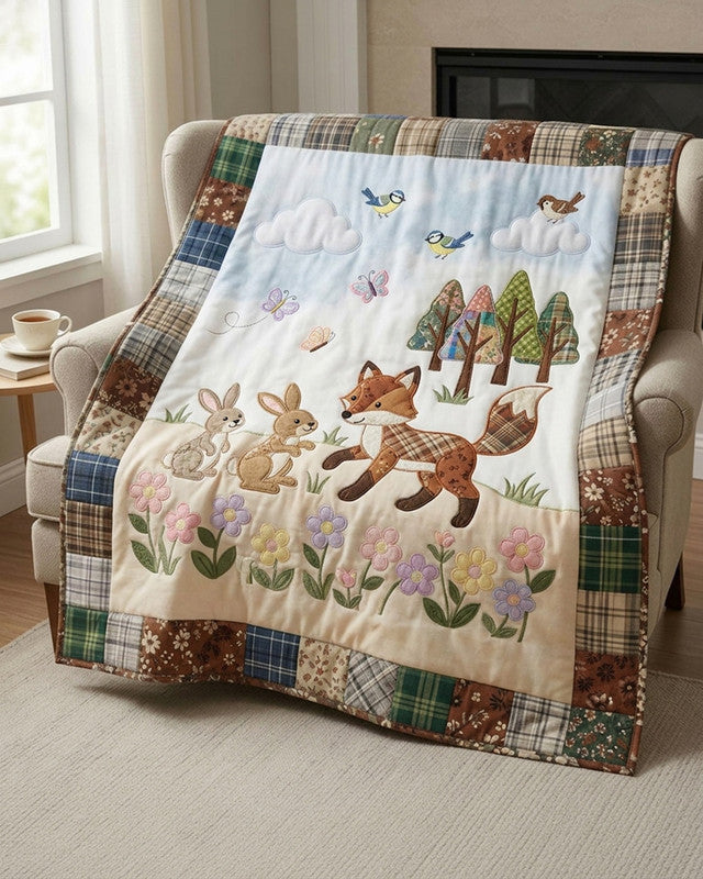 Forest Friend Quilt Blanket - Quilted Blanket by OtterMia