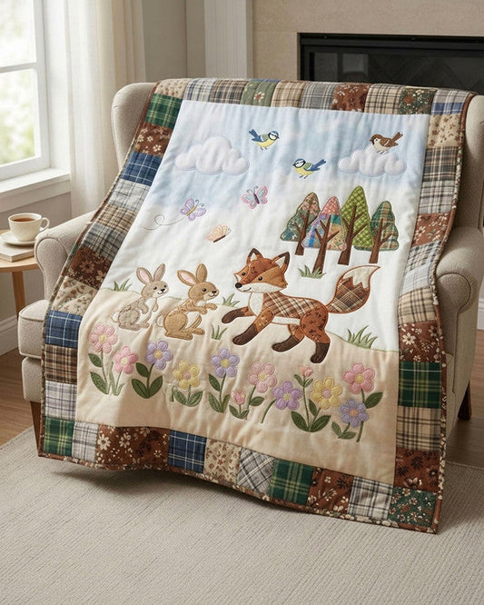 Forest Friend Quilt Blanket - Quilted Blanket by OtterMia