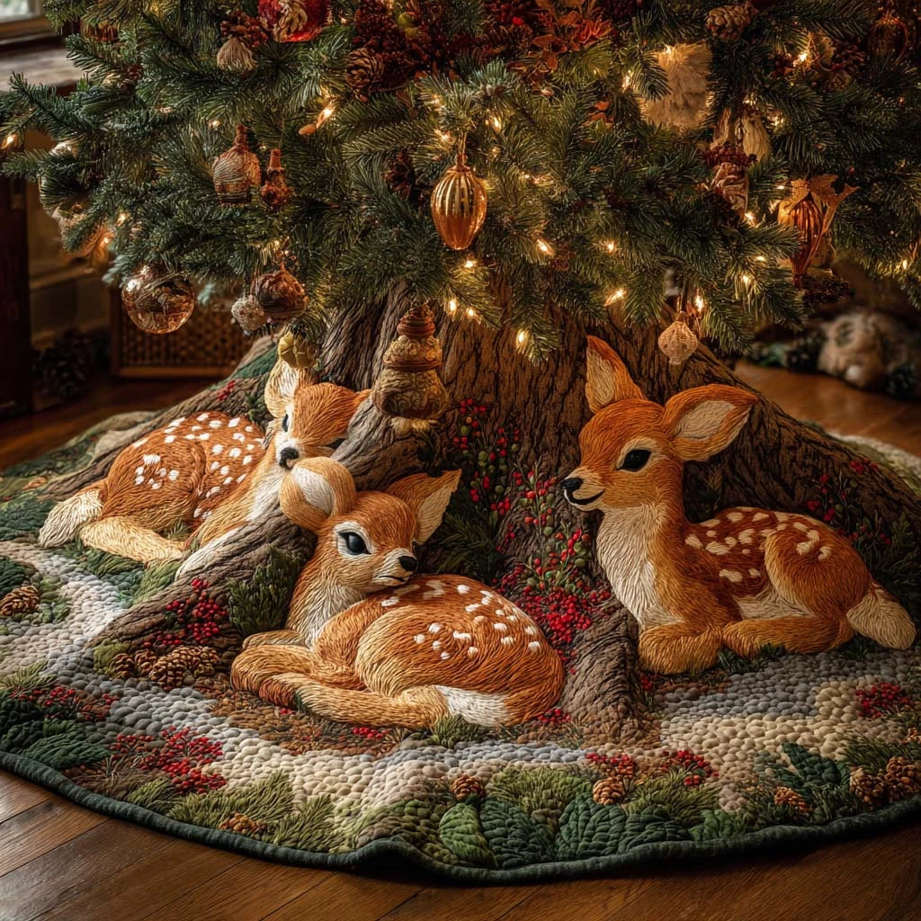 Forest Harmony Christmas Quilted Tree Skirt