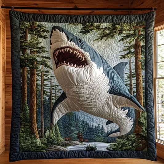 Forest Shark Quilt Blanket