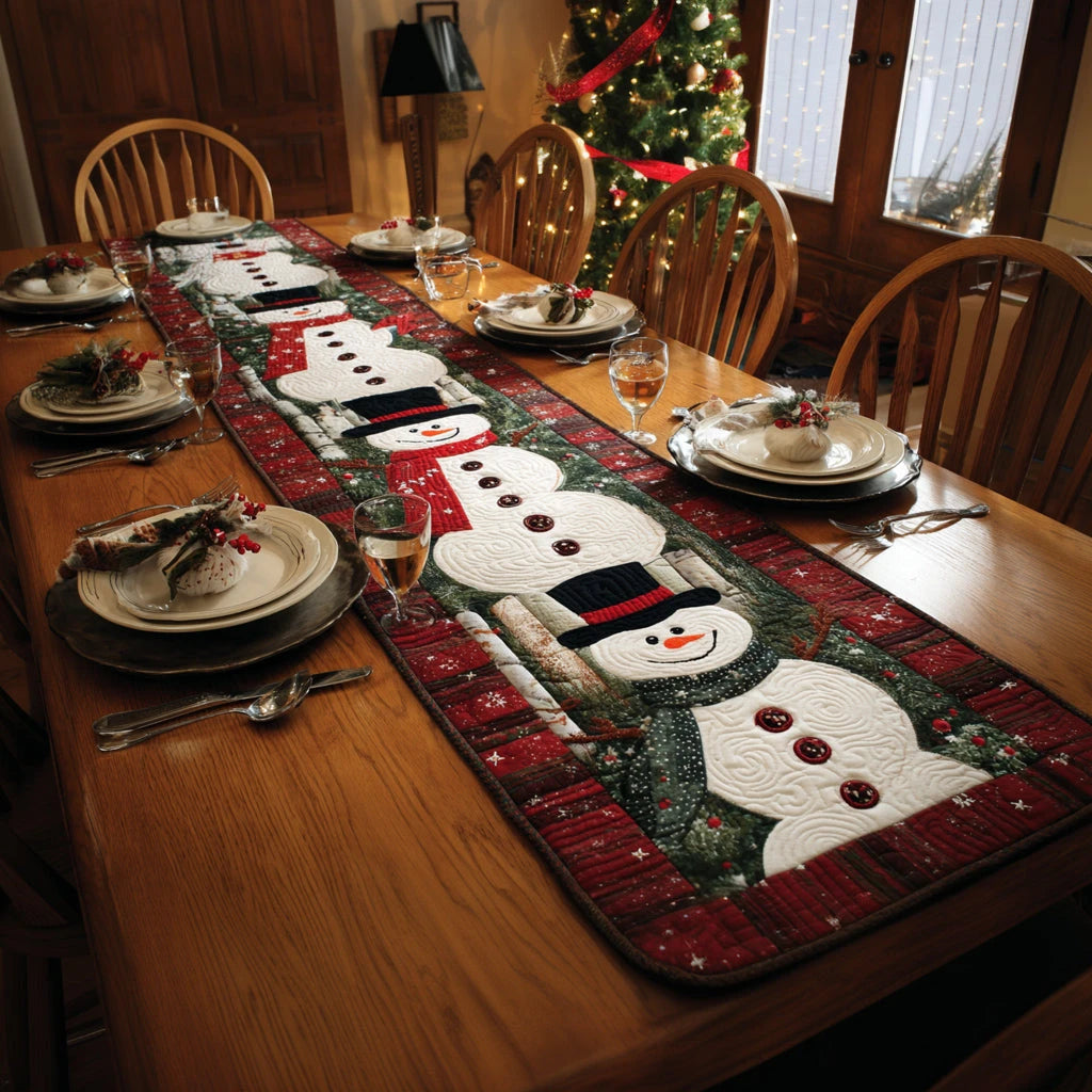 Forest Snowman Quilted Table Runner
