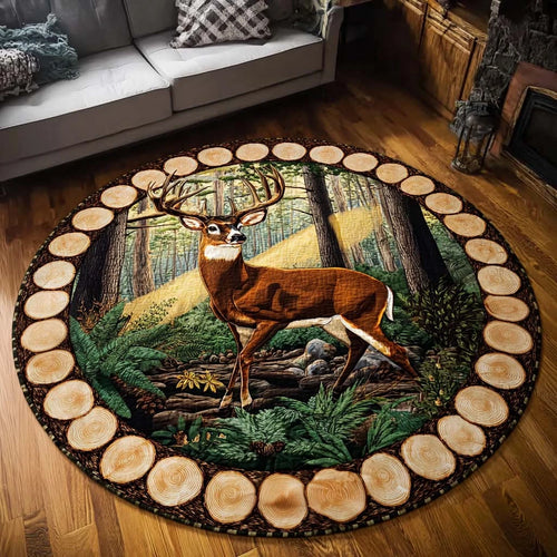 Forest Stag Quilted Round Mat