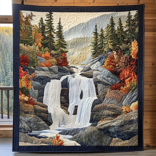 Forest Waterfall Quilt Blanket