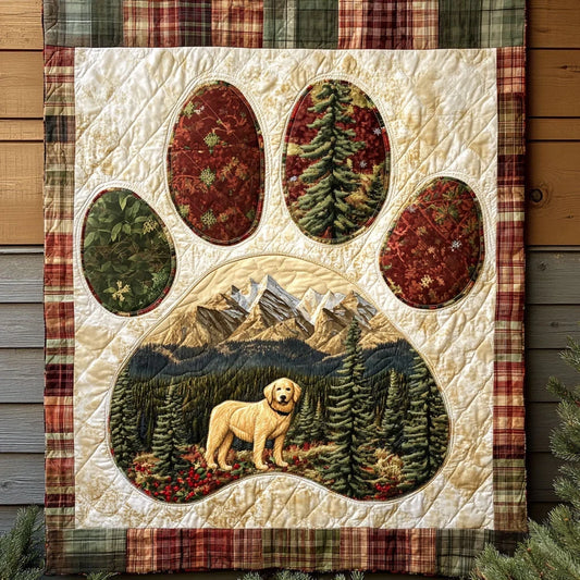 Forever Faithful Golden Retriever Paw Quilt Blanket