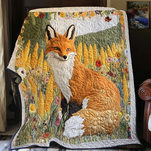 Fox And Field Quilt Blanket